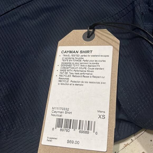 PrAna Mens Cayman Shirt XS Nautical Blue Featherweight Air Mesh Standard Fit - Picture 9 of 10